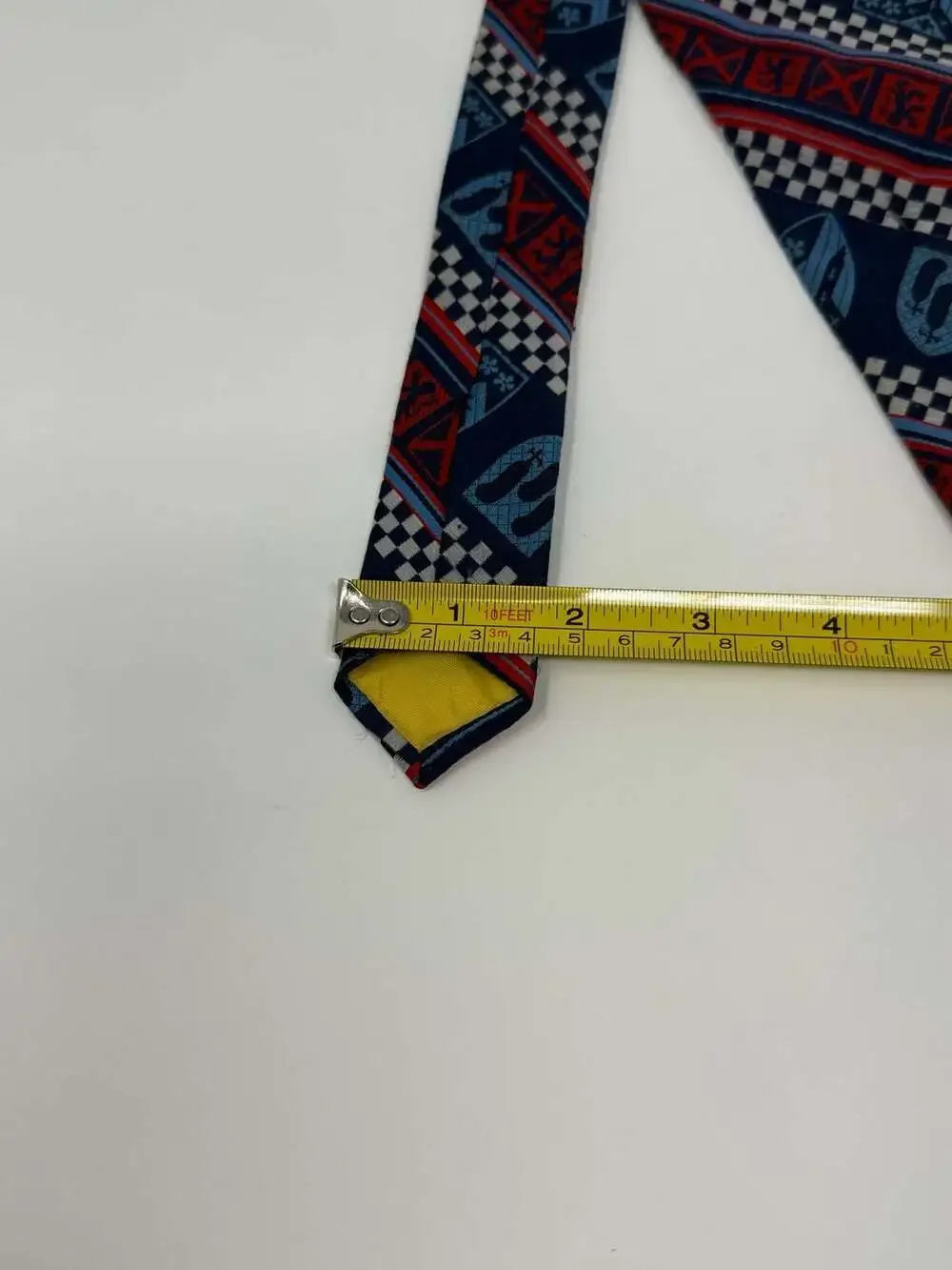 Vintage Heraldic Shield and Checkered Pattern Silk Necktie Scottish Nordic